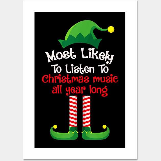 Most Likely To Listen To Christmas Music All Year Long Wall Art by fenektuserslda